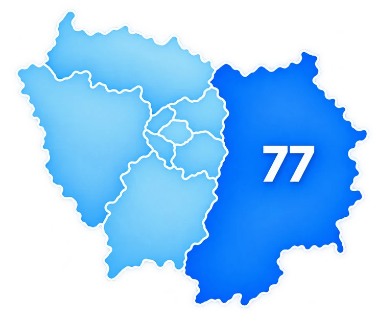 Carte de l’Île-de-France mettant en valeur la Seine-et-Marne