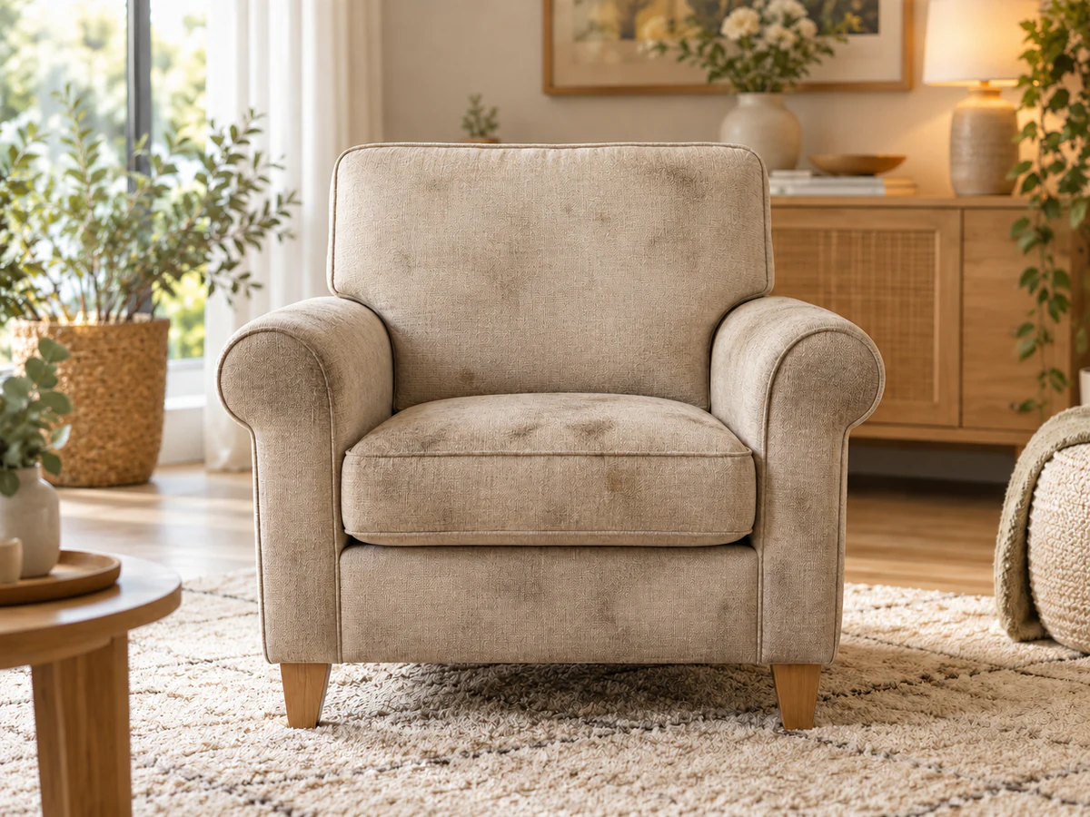 Fauteuil en tissu taché avant nettoyage